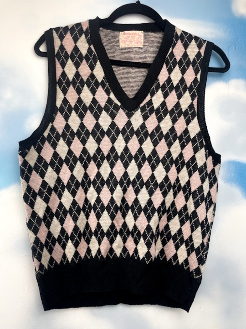 Reminiscence vintage 100% wool argyle sweater vest